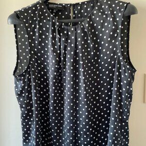 Jones of New York Collection Black with white Polka Dots Sleeveless Top Sz 14/16